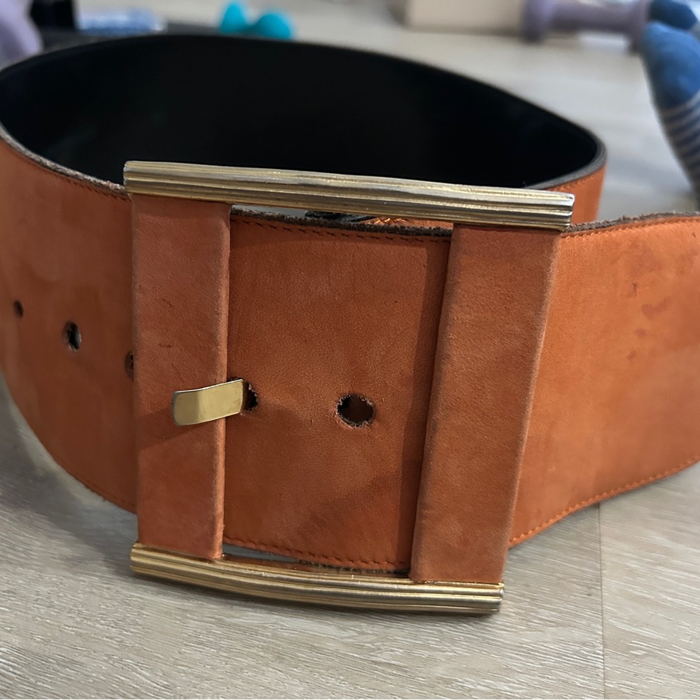Rare Crisca Vintage 3.5 In Belt Orange Suede Made In West Germany Sz 34 Boho